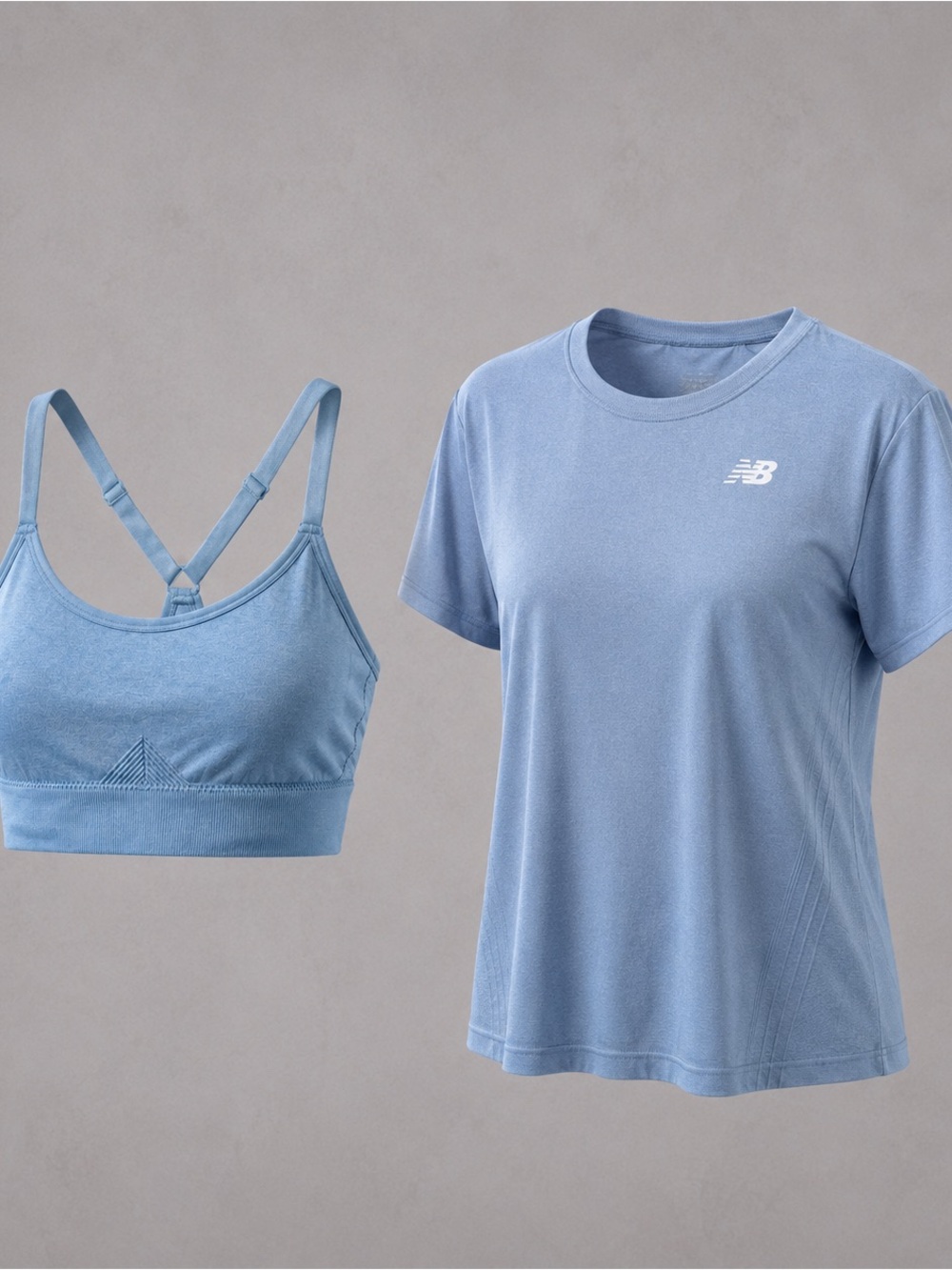 BUNDLE DEAL Women’s Ice Blue Workout Set 2Pc Seamless Gym Outfit New Balance L
